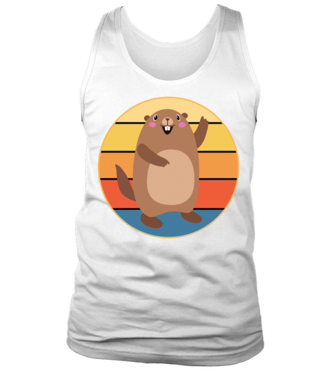 Cute Groundhog Retro Sunset Vintage Animal Lover Tank Top Unisex
