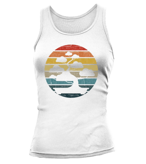 Bonsai Silhouette On A Distressed Retro Sunset Tank top Woman