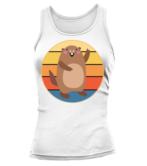 Cute Groundhog Retro Sunset Vintage Animal Lover Tank top Woman