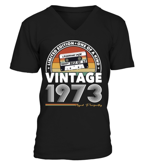 50th birthday vintage 1973 aged perfectly V-Neck T-shirt