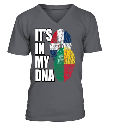Beninese And Dominican Mix Heritage DNA Flag V-Neck T-shirt