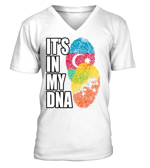 Bhutanese And Azerbaijani Mix Heritage DNA Flag V-Neck T-shirt