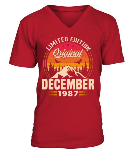 Birthday Gift December 1987 Vintage Retro V-Neck T-shirt