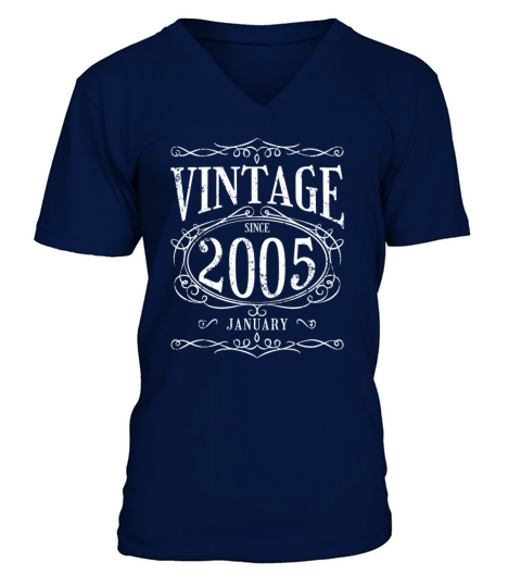 Birthday - Vintage since January 2005 V-Neck T-shirt