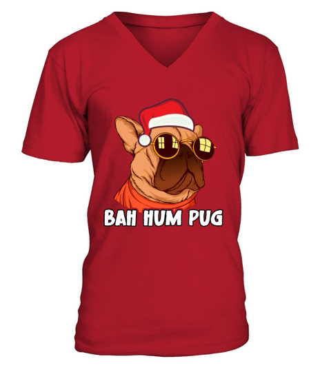 Christmas Xmas Family Matching Funny Bah Hum Pug V-Neck T-shirt