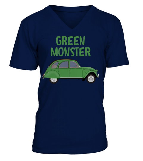 Citroen 2 cv green monster fans 2 chevaux vintage V-Neck T-shirt
