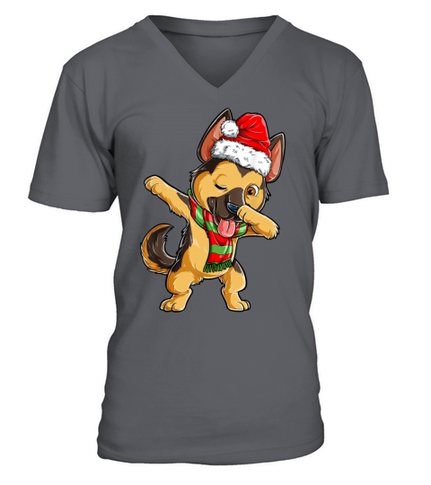 Dabbing German Shepherd Santa Christmas Gifts Kids V-Neck T-shirt