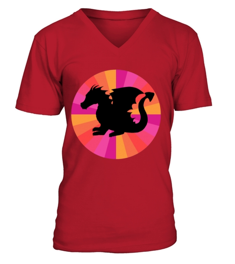 Dinosaur In Retro Vintage Sunset V-Neck T-shirt