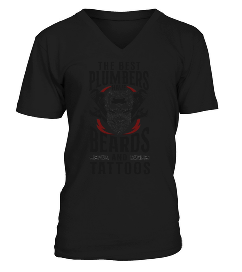 Plumbing Plumber Beard Tattoo V-Neck T-shirt
