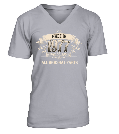 Retro Vintage Birthday Made 1977 Original Parts V-Neck T-shirt