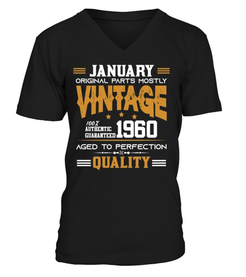 Vintage Aged To Perfection January 1960 V-Neck T-shirt