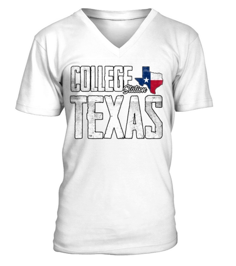 Vintage College Station Texas Flag V-Neck T-shirt