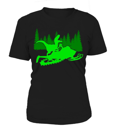 Vintage Snowmobiling Gift Dinosaur Ride Snowmobile Women's T-Shirt