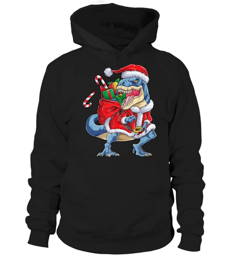 Merry Christmas Dinosaur Christmas Santa Claus T Rex Boys Men Funn Hoodie Unisex