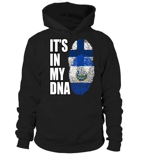 Finland And Salvadoran Mix Heritage DNA Flag Hoodie Unisex