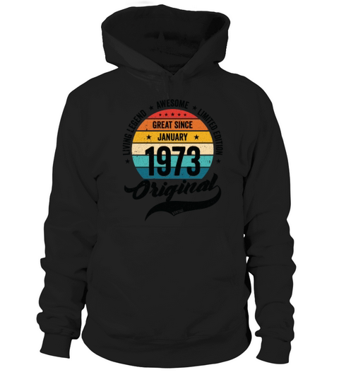 Retro 50 Years January 1973 Birthday Vintage Bday Hoodie Unisex