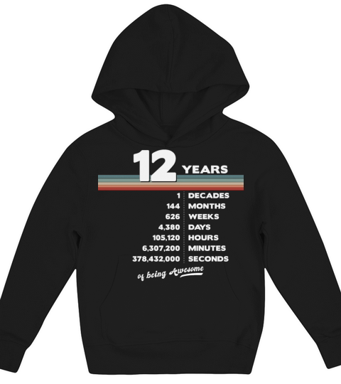 12nd Birthday Vintage 12 Years Old Retro 144 Kids Hoodie