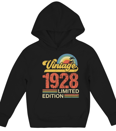 1928 Birthday Gift Vintage Born Made 1928 Retro Su Kids Hoodie