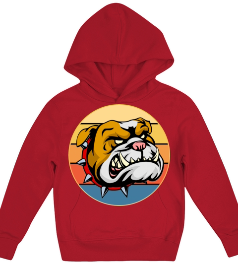 Bulldog Dog Breed Vintage Retro Sunset Kids Hoodie