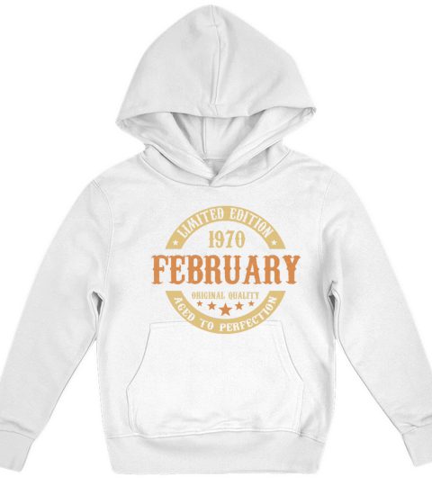February 1970 Vintage Birthday Present Kids Hoodie