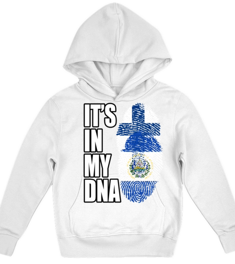 Finland And Salvadoran Mix Heritage DNA Flag Kids Hoodie
