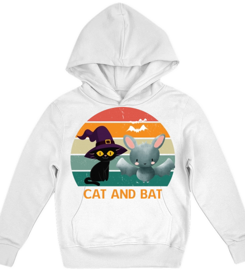 Funny Cute Cat And Bat Kids Hoodie