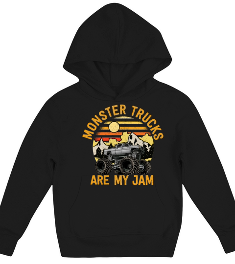 Monster Trucks Are My Jam Vintage Retro Kids Hoodie