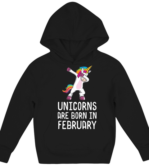 Unicorns Are Born In February Shirt Birthday Kids Hoodie