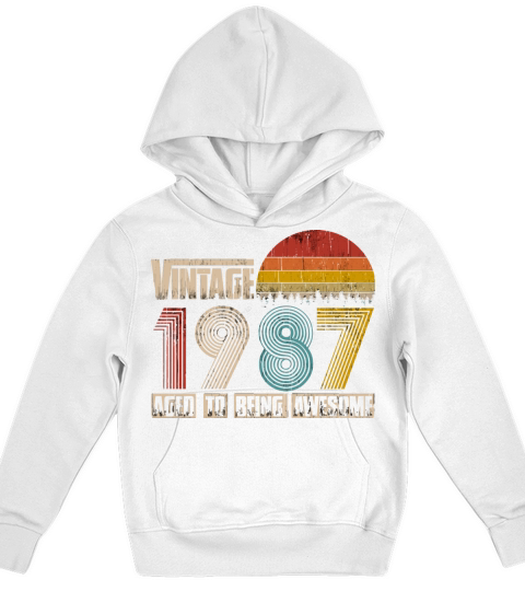 Vintage 1987 Design 33 Years Old 33rd Birthday For Kids Hoodie