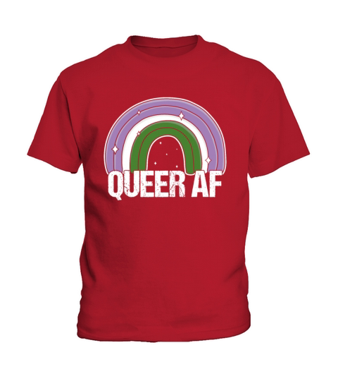 Queer AF Genderqueer Pride Flag Rainbow Kids T-Shirt