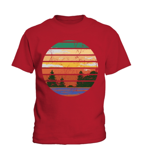 Retro Forest With Lake In The Sunset Vintage Kids T-Shirt