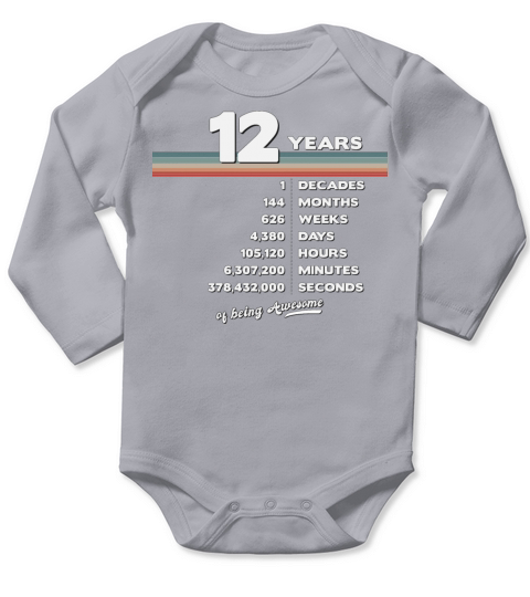 12nd Birthday Vintage 12 Years Old Retro 144 Long Sleeve Baby One-Piece