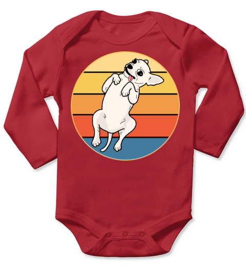 Cute Chihuahua Dog Breed Vintage Retro Sunset Long Sleeve Baby One-Piece