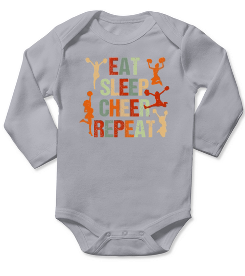 Eat Sleep Cheer Repeat Cheerleader Funny Long Sleeve Baby One-Piece