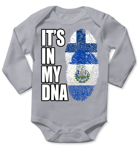 Finland And Salvadoran Mix Heritage DNA Flag Long Sleeve Baby One-Piece