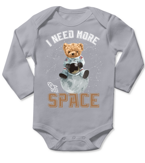 Funny Quote Space teddy bear Astronaut Long Sleeve Baby One-Piece
