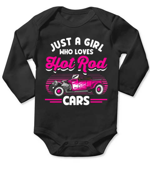 Girl Who Loves Hot Rod Cars Classic Car Vintage Long Sleeve Baby One-Piece