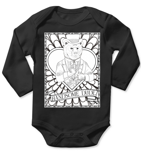 Handsome Dude Vintage Fantasy Animal Bear Husband Long Sleeve Baby One-Piece
