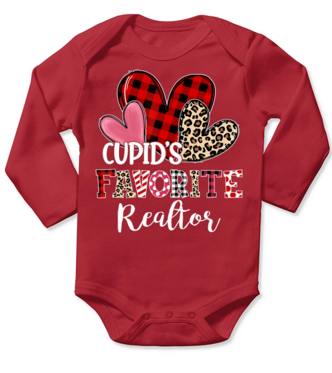 Happy Valentines Day Cupids Favorite Realtor Teach Long Sleeve Baby One-Piece
