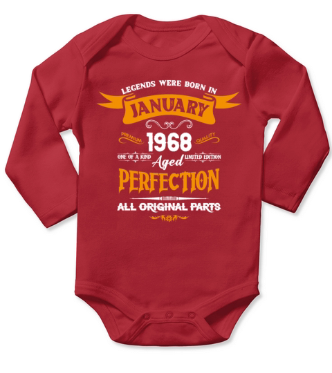 Legends Were Born In January 1968 Long Sleeve Baby One-Piece