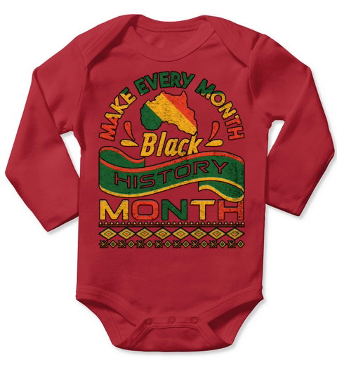 Make Every Month Black History Month Africa Long Sleeve Baby One-Piece