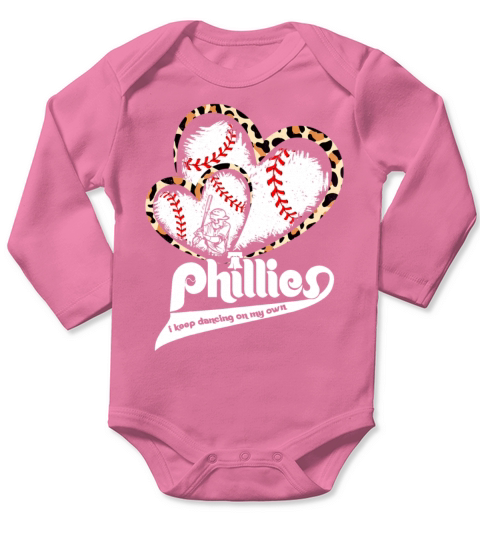 Philly Baseball Leopard Heart Vintage Baseball Fan Long Sleeve Baby One-Piece