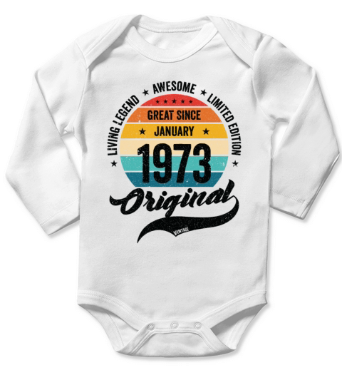 Retro 50 Years January 1973 Birthday Vintage Bday Long Sleeve Baby One-Piece
