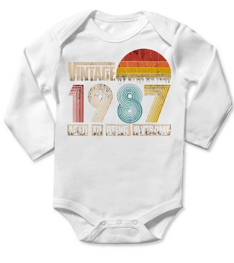 Vintage 1987 Design 33 Years Old 33rd Birthday For Long Sleeve Baby One-Piece