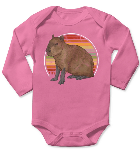 Vintage Capybara Retro Animal Long Sleeve Baby One-Piece
