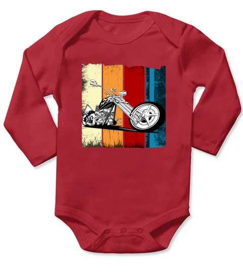 vintage chopper motorcycle retro Long Sleeve Baby One-Piece