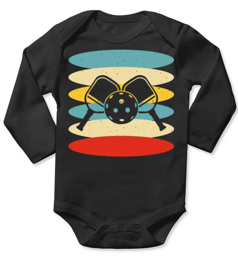 Vintage Pickleball Sports Paddle Lover Sunset Long Sleeve Baby One-Piece