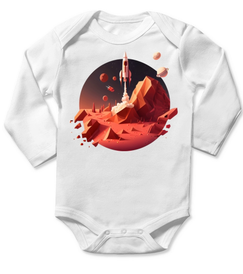 Vintage Space Science Mars Fiction Geek Solar Long Sleeve Baby One-Piece