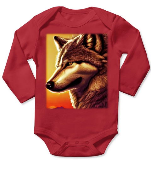 Wolf artwork design predator face imprint Long Sleeve Baby One-Piece
