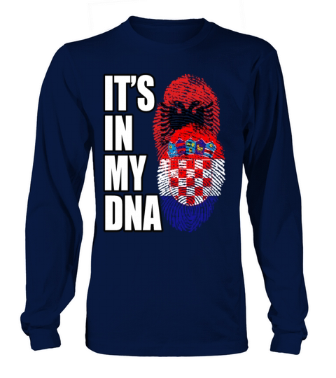 Croatian And Albanian Mix Heritage DNA Flag Long sleeved Unisex